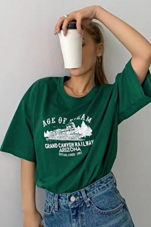 Unisex Age Of Steam Baskılı Tasarım Tshirt