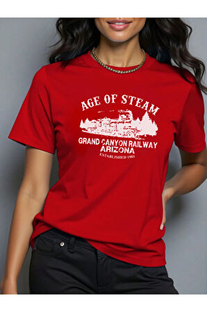 Unisex Age Of Steam Baskılı Tasarım Tshirt