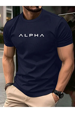 Unisex Alpha Ön Baskılı Tasarım Tshirt