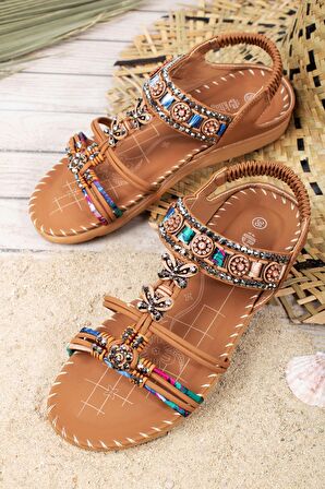 Khayt Marina Anatomik Fashion Taşlı Günlük Kadın Sandalet