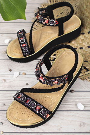 Khayt Ibiza Anatomik Fashion Taşlı Günlük Kadın Sandalet