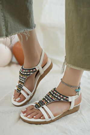 Khayt Rebeca Anatomik Fashion Taşlı Günlük Kadın Sandalet