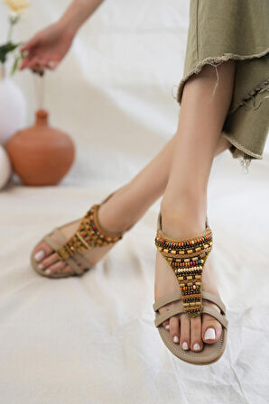 Khayt Rebeca Anatomik Fashion Taşlı Günlük Kadın Sandalet