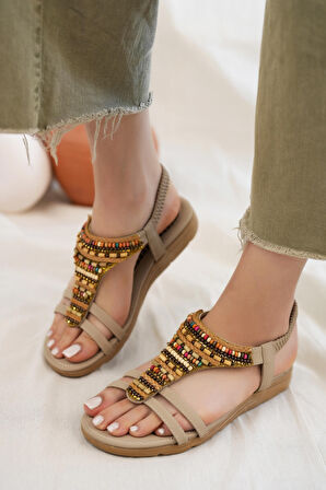 Khayt Rebeca Anatomik Fashion Taşlı Günlük Kadın Sandalet