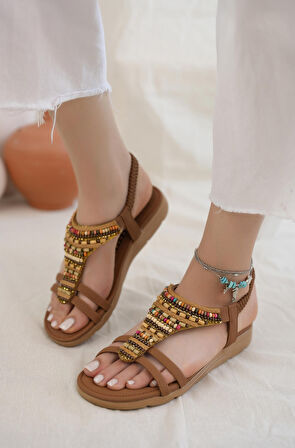 Khayt Rebeca Anatomik Fashion Taşlı Günlük Kadın Sandalet