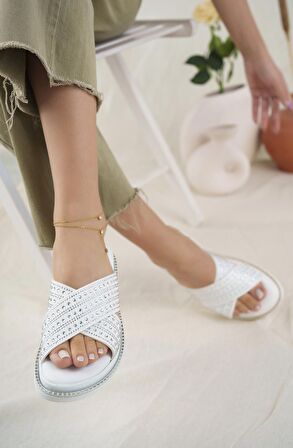 Khayt Sharone Anatomik Ortopedik Taşlı Günlük Kadın Terlik