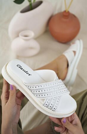 Khayt Sharone Anatomik Ortopedik Taşlı Günlük Kadın Terlik