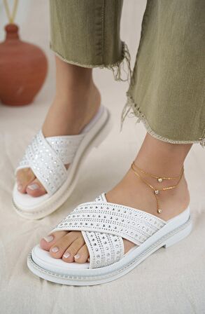 Khayt Sharone Anatomik Ortopedik Taşlı Günlük Kadın Terlik