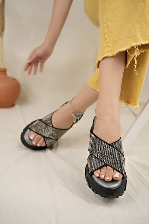 Khayt Liz Anatomik Ortopedik Taşlı Günlük Kadın Terlik