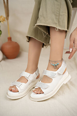 Khayt Valeria Anatomik Ortopedik Taşlı Günlük Kadın Sandalet