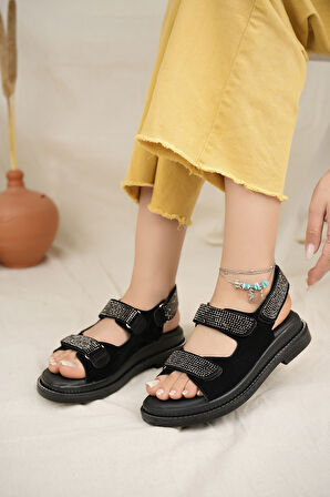 Khayt Valeria Anatomik Ortopedik Taşlı Günlük Kadın Sandalet