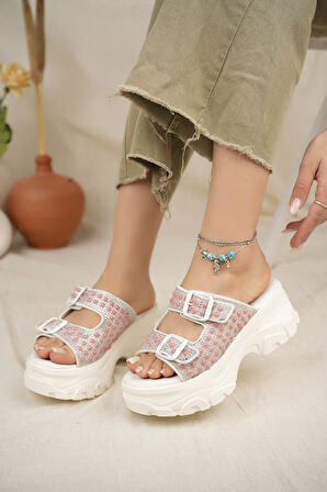 Khayt Rina Anatomik Kalın Taban Taşlı Günlük Kadın Terlik