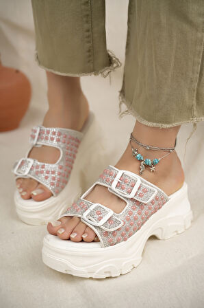 Khayt Rina Anatomik Kalın Taban Taşlı Günlük Kadın Terlik