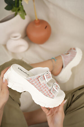 Khayt Rina Anatomik Kalın Taban Taşlı Günlük Kadın Terlik