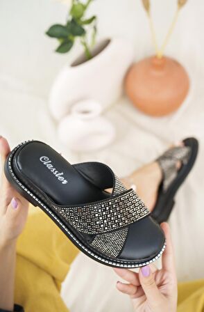 Khayt Sharone Anatomik Ortopedik Taşlı Günlük Kadın Terlik