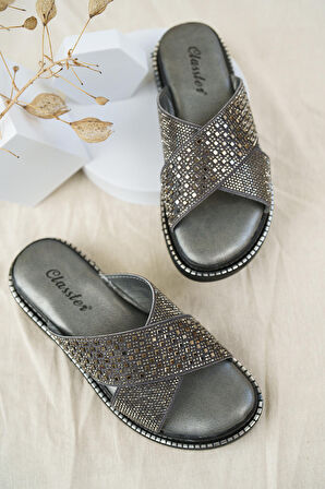 Khayt Sharone Anatomik Ortopedik Taşlı Günlük Kadın Terlik