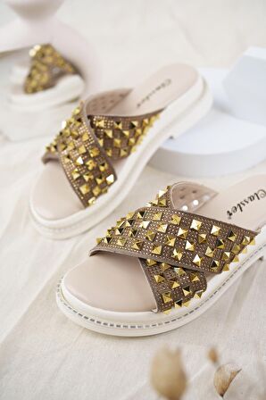 Khayt Sharone Anatomik Ortopedik Taşlı Günlük Kadın Terlik