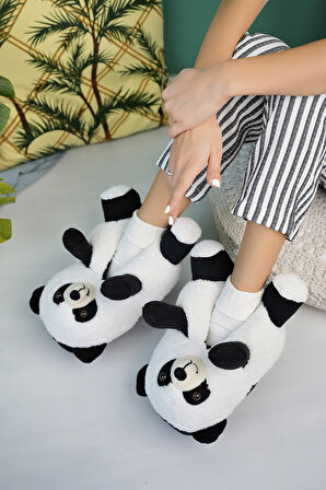 Khayt Tatlı Panda Rahat Peluş Yıkanabilir Unisex Panduf Ev Botu