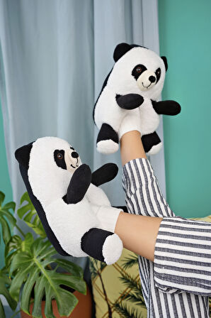 Khayt Tatlı Panda Rahat Peluş Yıkanabilir Unisex Panduf Ev Botu