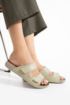 Khayt Naturel Anatomik Çift Bantlı Rahat Günlük Kadın Terlik