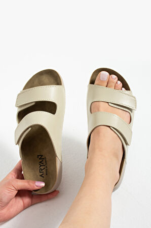 Khayt Naturel Anatomik Çift Bantlı Rahat Günlük Kadın Terlik