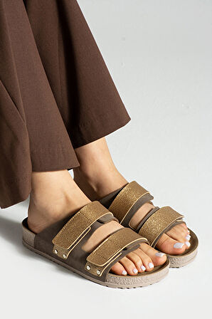 Khayt Kristal Anatomik Ortopedik Çift Bantlı Kadın Terlik