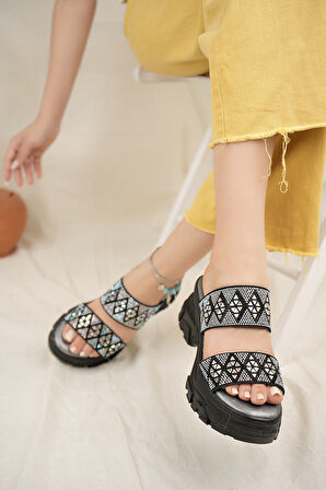 Khayt Liz Anatomik Ortopedik Taşlı Günlük Kadın Terlik