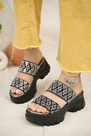 Khayt Liz Anatomik Ortopedik Taşlı Günlük Kadın Terlik