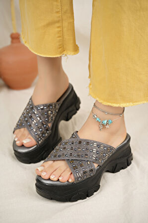 Khayt Liz Anatomik Ortopedik Taşlı Günlük Kadın Terlik