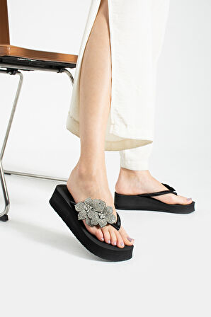 Khayt Anna Platform Topuk Taşlı Kadın Parmak Arası Terlik