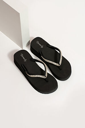 Khayt Adel Platform Gümüş Taşlı Kadın Parmak Arası Terlik