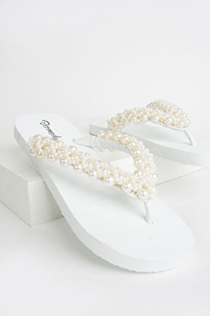 Khayt Sonya Taşlı Parmak Arası Abiye Kadın Plaj Terlik