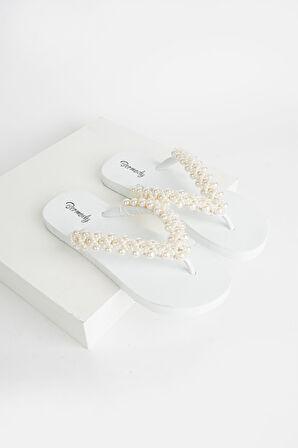 Khayt Sonya Taşlı Parmak Arası Abiye Kadın Plaj Terlik