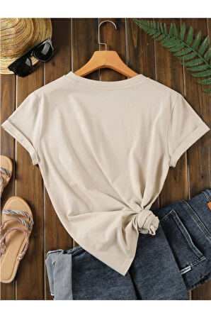 Unisex Pamuklu Kaktüs Ön Baskılı Tasarım Tshirt