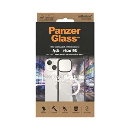 PanzerGlass MagSafe ClearCase Siyah Çerçeveli Kapak 2.4m iPhone 14