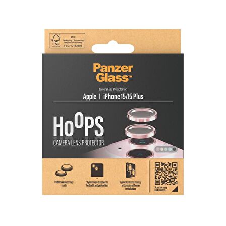 PanzerGlass Hoops iPhone 15/15 Plus Pembe Lens Koruyucu