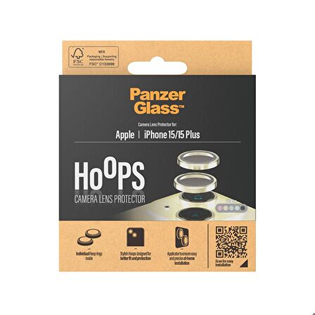 PanzerGlass Hoops iPhone 15/15 Plus Gold Lens Koruyucu