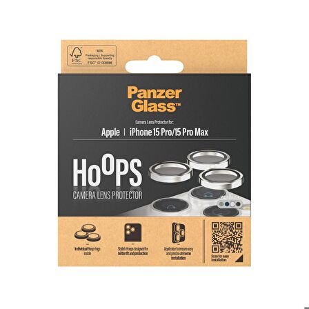 PanzerGlass Hoops iPhone 15 Pro / Pro Max White Titanium Lens Koruyucu