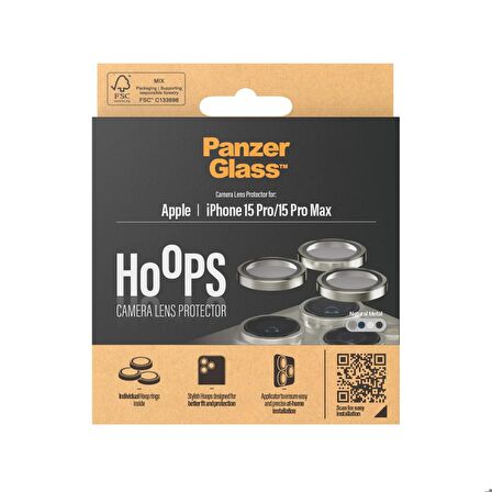 PanzerGlass Hoops iPhone 15 Pro / Pro Max Natural Titanium Lens Koruyucu