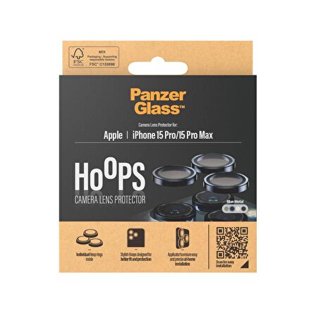 PanzerGlass Hoops iPhone 15 Pro / Pro Max Blue Titanium Lens Koruyucu