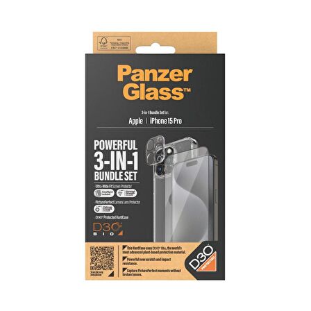 PanzerGlass iPhone 15 Pro UWF Bundle Ekran & Kamera Koruyucu Kapak