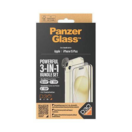 PanzerGlass iPhone 15 Plus UWF Bundle Ekran & Kamera Koruyucu Kapak