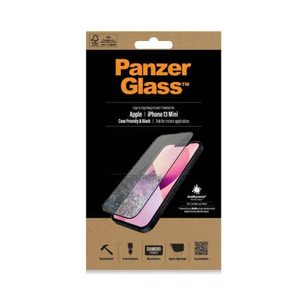PanzerGlass Apple iPhone 13 mini Case Friendly AB Ekran Koruyucu Siyah