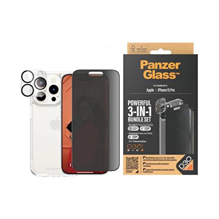 PanzerGlass iPhone 15 Pro UWF Privacy Bundle Ekran & Kamera Koruyucu Kapak