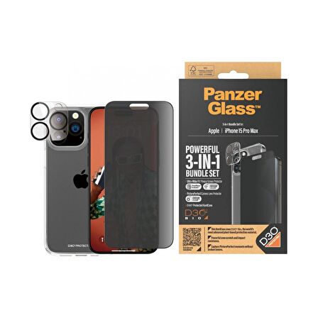 PanzerGlass iPhone 15 Pro Max UWF Privacy Bundle Ekran & Kamera Koruyucu Kapak