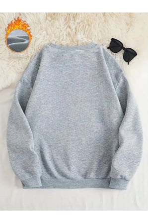 Unisex Leopar Desenli Kaplan Baskılı Bisiklet Yaka Sweatshirt