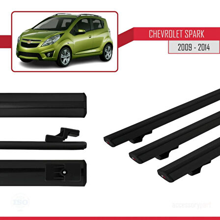 Chevrolet Spark (M300) 2009-2014 Arası ile Uyumlu BASIC Model Ara Atkı Tavan Barı Siyah 3 Adet