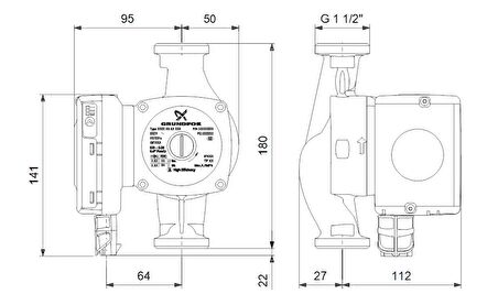 Grundfos UPS2 25-80 180 Dişli Bağlantılı Sirkülasyon Pompası