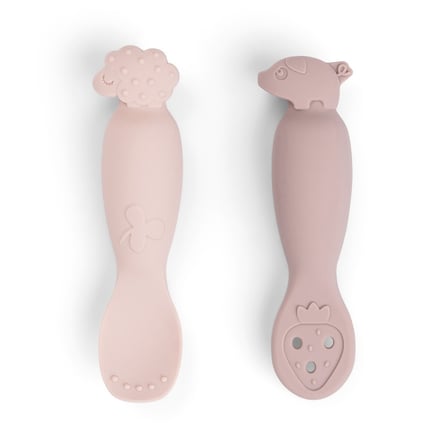 Done by Deer - Tiny Farm - 2'li Silikon Alıştırma ve Püre Kaşık Seti - Pembe