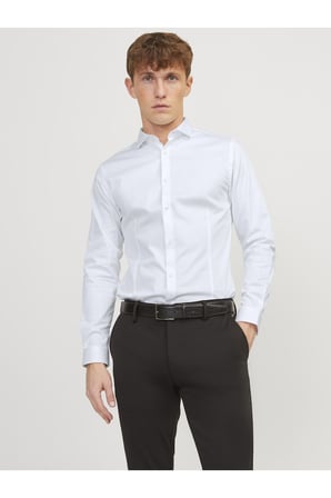 Jack & Jones Erkek Parma Premium Klasik Uzun Kollu Beyaz Gömlek-12097662
